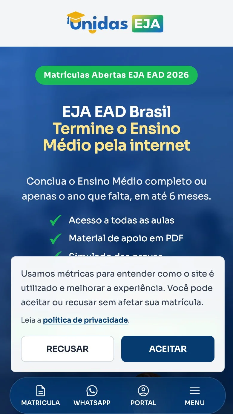 Prévia do site Escola Unidas - EJA EAD